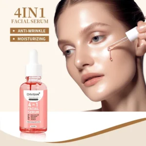 Water Ice Levin 4-in-1 Glow Facial Serum bottle showcasing Korean skincare formula for hydration, brightening, anti-aging, and dark spot removal.