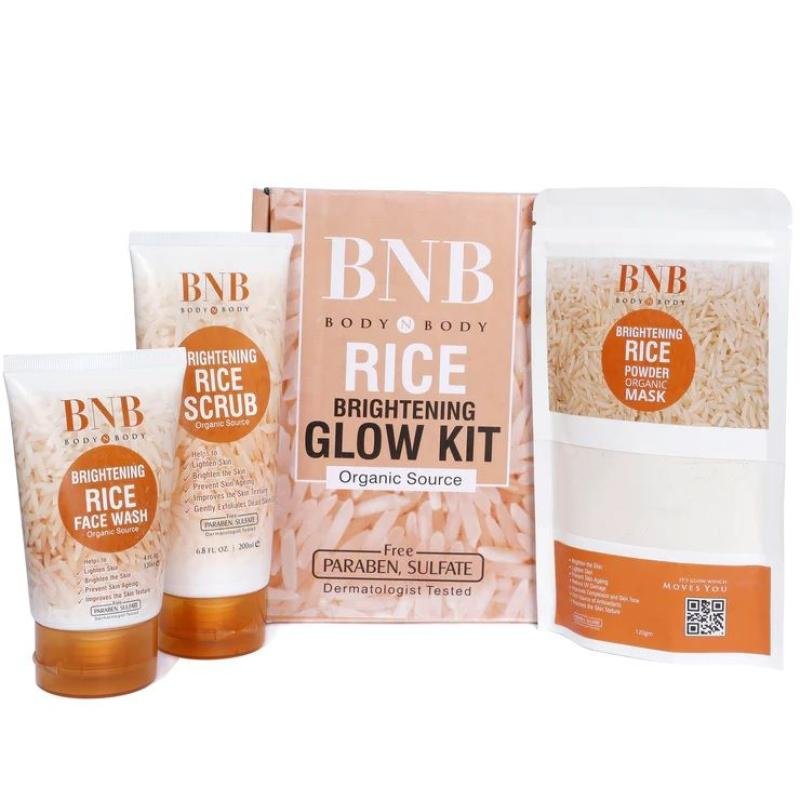 Pack of 3 BNB Rice Extract Bright & Glow Kit Golden Cap with box - Image 4